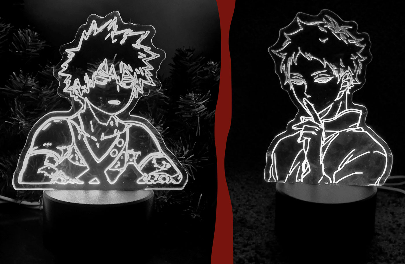 Pair of custom Otaku LED lamps